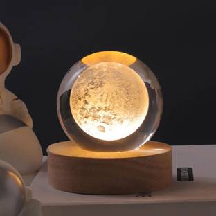 MYSASHOP 3D Crystal Moon Lamp Light with LED Base Night Lamp for Bedroom, Gifts, and Home Night Lamp