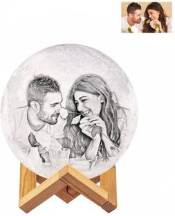 moderntech Personalized Photo Moon lamp 10 CM 1 color wireless Unique Gift for loved ones Table Lamp