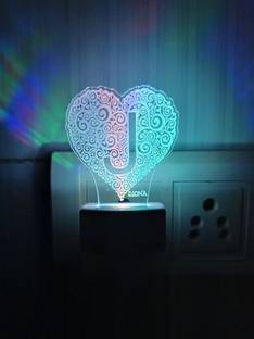 DIONA Alphabet J Heart Shape 3D Illusion Led Multi Color Changing Anniversary Gift Night Lamp