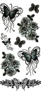 The Canvas Arts Dark Desire temporary tattoo sticker waterproof girls women flower butterfly