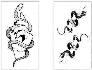TATMODS Black Hand Snake 2 Sheet Combo Waterproof Men Woman Temporary Tattoo