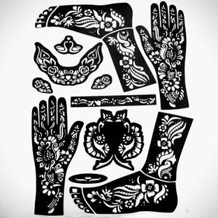 KICKWIX Henna Tattoo Stencil Women Girls Hand Finger Paint Temporary Tattoo