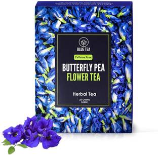 BLUE TEA Butterfly Pea Flower Tea - 25 gm - 50+ Cups | ANTIOXIDANT RICH | Caffeine Free Herbs Blue Tea Pouch