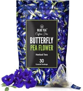 BLUE TEA Pea Flower30 Pyramid Tea Bags | Premium Zipper Pack Herbal Tea Bags Pouch