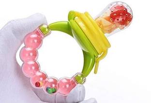Vadhavan 1pc BPA-Free Silicone Food Nibbler for Fruit and Veggie with Rattle Handle Feeder