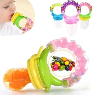 CuteZilla 4 in 1 Fruit and Food Feeder Nibbler Nipple Teether Soother Pacifier Rattle Teether and Feeder