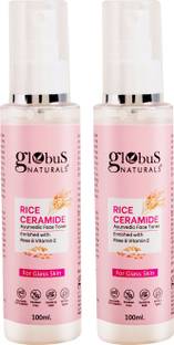 Globus Naturals Rice Ceramide Ayurvedic Face Toner, For Korean Glass Skin, Set of 2 Men & Women