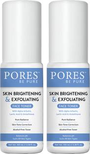 PORES BE PURE Skin Brightening Exfoliating Face Toner Skin Tone Correction Alcohol Free Toner Men & Women
