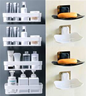 DAITORY Multipurpose Matte Plastic Wall Holder Storage Box With Soap Holder