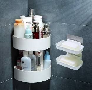 YTKO ABS Plastic 4 in 1 Multipurpose Kitchen/Bathroom Shelf Plastic Wall Shelf