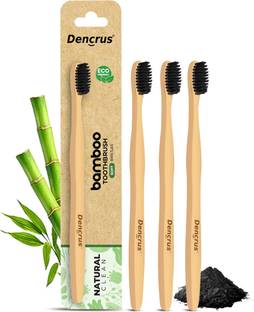 Dencrus NATURAL CLEAN Bamboo Toothbrush with Charcoal Activated, Eco-friendly Ultra Soft Toothbrush
