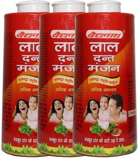 Baidyanath Lal Dant Manjan - 200 Gm, Ayurvedic Tooth Powder (Pack of 3)