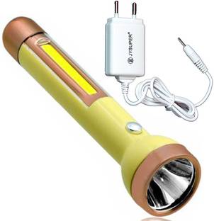 JY-SUPER NEXT TECH Rechargeable LED Flashlight Torch (Yellow) 3 Mode Flashlight Torch & Table Lamp Industrial Security Purpose Military Grade Search Light 3W Torch