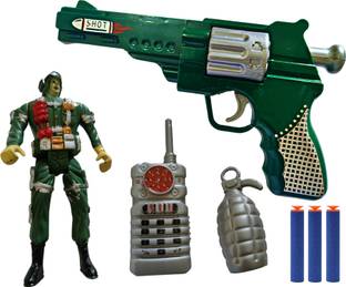 Toy Cloud Soft Blaster Pistol Toy Gun with 3 Foam Bullets, Army Soldier, Mobile, Bomb Guns & Darts