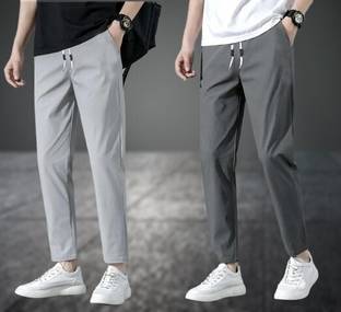 Self Design Men Grey Track Pants