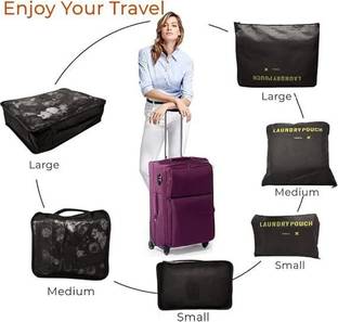 AWARANSIA Set Of 6 Packing Cubes Travel Organizer (Black)