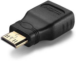 VOOCME Mini HDMI Male to Standard HDMI Female Adapter Converter Plug (Black) - NOT Compatible with Mobile Phones HDMI Connector