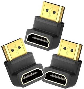 RAREGEAR  TV-out Cable 90 Degree Angle HDMI Adapter Male to Female Bend L-Shaped HDMI Jointer Pack of 3