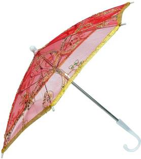 इनफीस्पेस Ladoo Gopal Ji Fancy Chhatri Umbrella for God Krishna, 12 Inchs & Red Color छाता