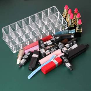 Tap2kaart 24 Compartment Acrylic Makeup Organiser Lipstick Holder Nail Paint Brush Tray holder box of makup kits Vanity Box