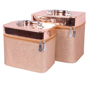 N A PURSE Set of 2 piece Professional Makeup Jewellery Vanity Case Organizer for Wedding Makeup Bag Set of 2 | Makeup Big Bag For Bride Vanity Box