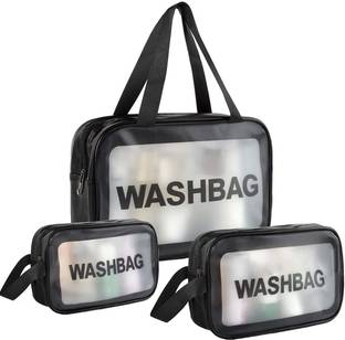 PINZOR Travel Cosmetic Bag Clear Makeup Pouch Set Travel Toiletry Wash Bag For Women Travel Toiletry Kit