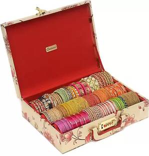 tosim 3 Rod Bangle Storage Box for women with Lock System BANGLE BOX, Lock System, Lockable Vanity Box