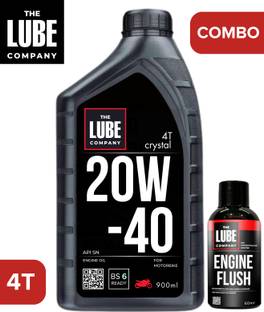 PHANTOM TLC Combo | 20W-40 4T Engine oil + Engine Flush | API SN | The Lube Company - Crystal | Engine oil for Motorbikes | High Performance Engine Oil