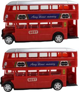 neoinsta shopping Medium size pull back plastic double decker bus with rubber tyre for kids