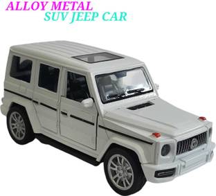 Shree Jee G WAGON MODEL CAR JEEP (WHITE ) ALLOY METAL FRONT DOORS OPENABLE PULL BACK TOY