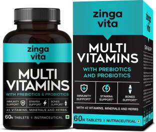 Zingavita Multivitamin Tablets for Men & Women Probiotics & Prebiotics, 100% RDA Vitamin C