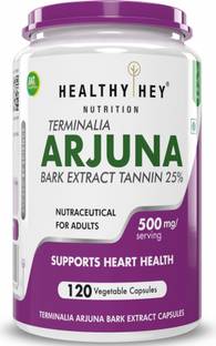 HealthyHey Nutrition Terminalia Arjuna Bark Extract - Tannin 25% - 120 Veg Capsules