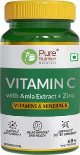 Pure Nutrition Vitamin C with Amla + Zinc| Boost Immunity, Support In Skin & bone Health
