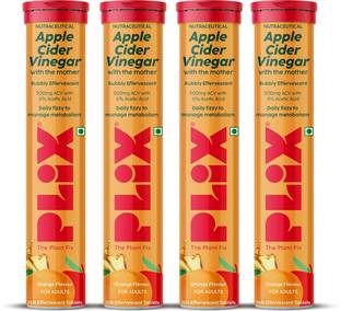 The Plant Fix Plix Apple Cider Vinegar 15 Effervescent Tablets Orange Flavour with Vitamin B12