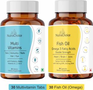 NutraChoice Multivitamin & Omega 3 Fish Oil 1000mg Combo (30N Tabs + 30N Caps)