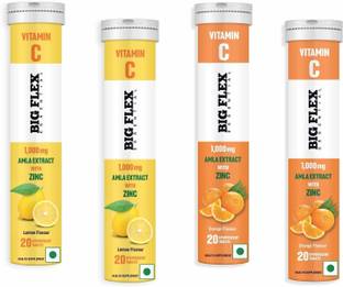 Bigflex Vitamin-C 1000mg Natural Amla Extract + 10mg Zinc effervescent Orange & Lemon