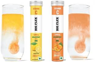 Bigflex Vitamin-C 1000mg Natural Amla Extract + 10mg Zinc effervescent Orange & Lemon