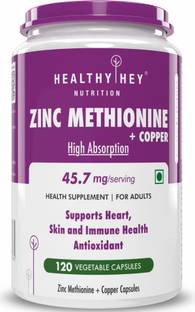 HealthyHey Nutrition Zinc Methionine Plus Copper,Supports Immune and Antioxidant Protection-120 Veg Cap