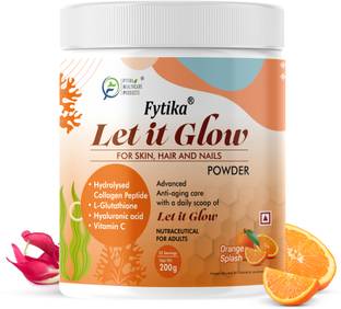 FYTIKA HEALTHCARE PRODUCTS Let It Glow Collagen for skin, hair & nails For men & women, Orange Splash 200g