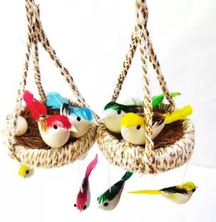 SAHUFASHION Nest Artificial Birds Hanging Pack Of 2 Pack of 2