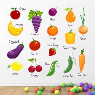 LVIN Fruits vegetables Name Kids Learning WallStickers for Nursery School - LV-024