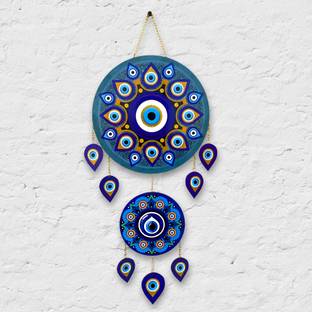 Home Delight Mandala Evil Eye Wall Hanging Wooden Art Decoration Item for Home| Office