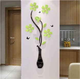 Gloshvi 3D Acrylic Flower & Vase Wall Art Decor Sticker for Home Living Room Decoration