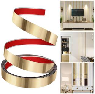 ELIE INDIA 16.4ft Golden Metal Trim Wall Strip Stainless Steel Self-Adhesive Peel and Stick