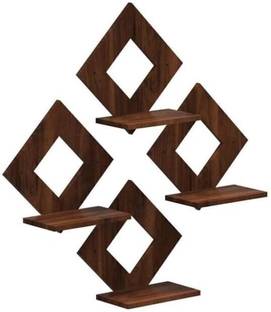 KV Art Kite Four Set Frame Brown Home Décor Wooden Wall Hanger for Bed Room