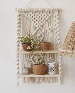 RAJDEEP COLLECTION Macrame Wall Hanging Shelf Home Wall Décor (MADE IN INDIA)