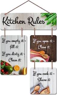 craftinky Kitchen Rules Decorative Wall Hanging Wooden Art Decoration Item for Living Room