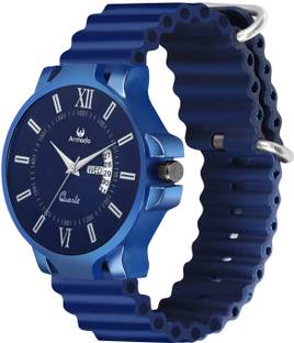 1539-Blue Silicon strap Day And Date analog watch for boys Analog Watch  - For Men