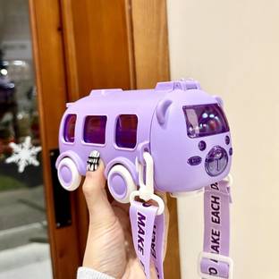 MINNIKOO Teddy Bear Water Bottle for Kid– Push Button Sipper with Straw, Adjustable Strap 500 ml Water Bottle