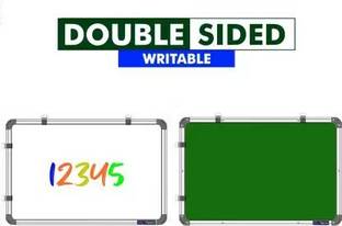 Viprax 2x1 Feet's Double Sided White Board & Chalk Board Combo - B11 White, Green board